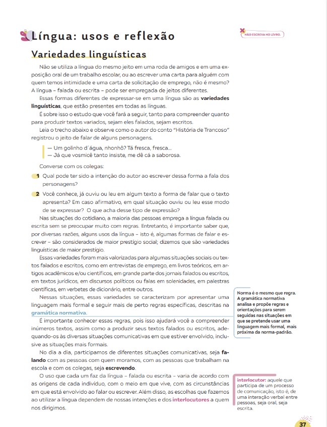 Teláris Essencial – Língua Portuguesa, 6º ano, pag. 37